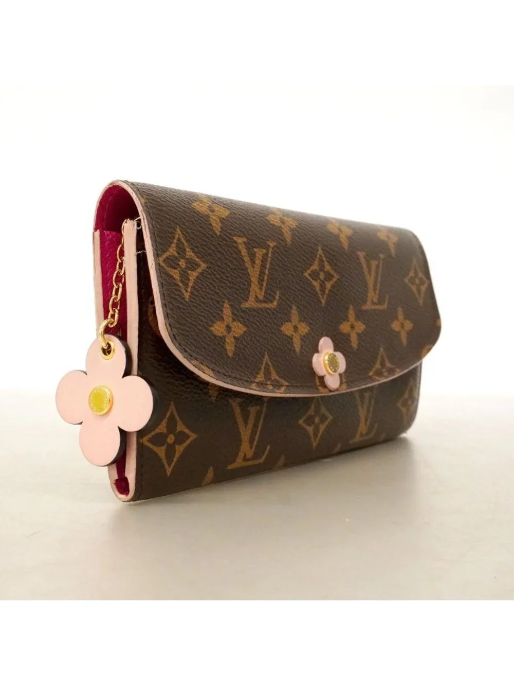 Louis Vuitton Wallet Monogram Portefeuille Emily Flower Motif Brown Rose
